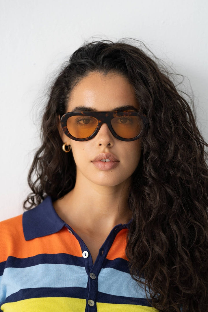 Jetsetter Acetate Unisex Aviator Sunglasses : Tortoise / Yellow - obligato