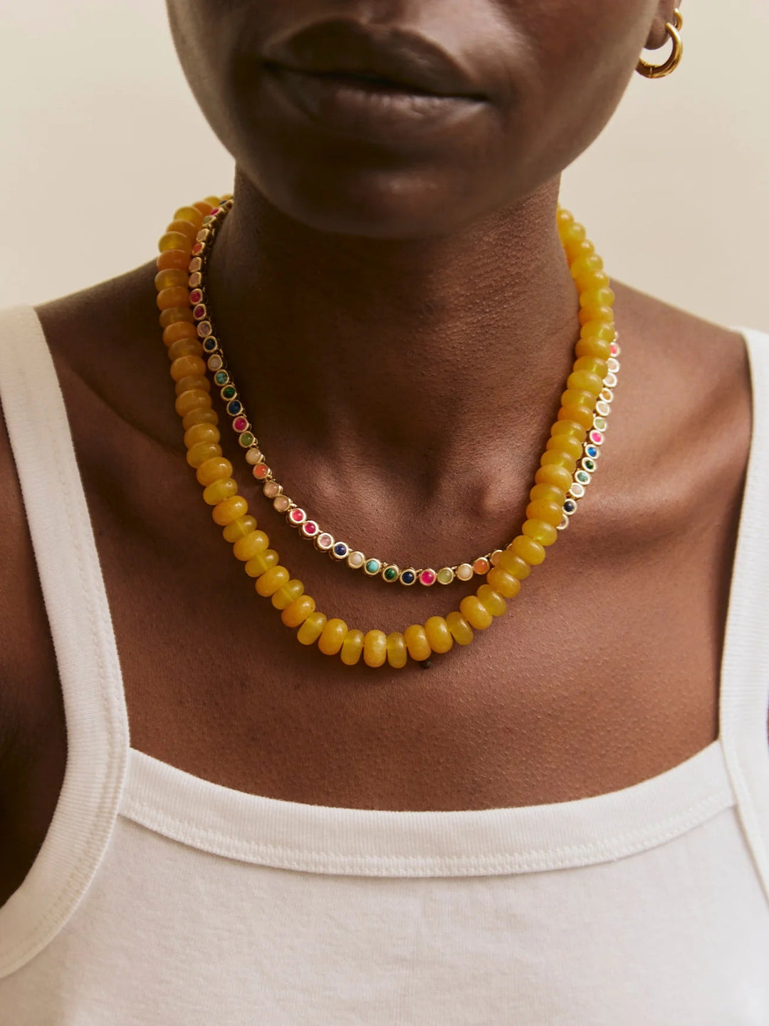 Joyce Semi Precious Beaded Necklace in Citrine - obligato