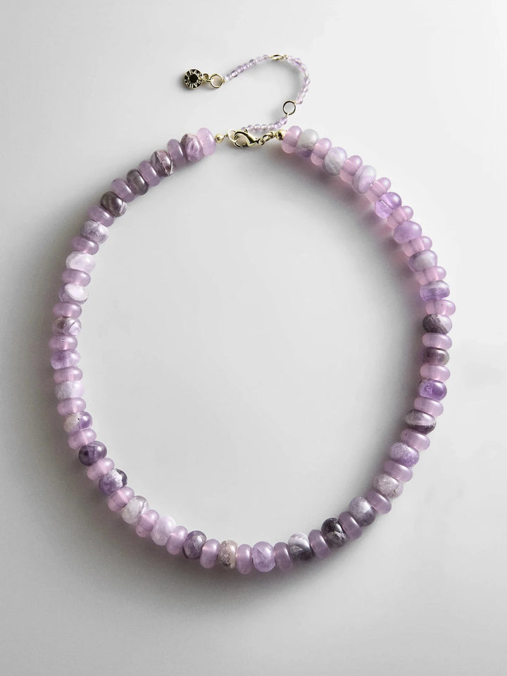 Joyce Semi-Precious Beaded Necklace in Light Amethyst - obligato