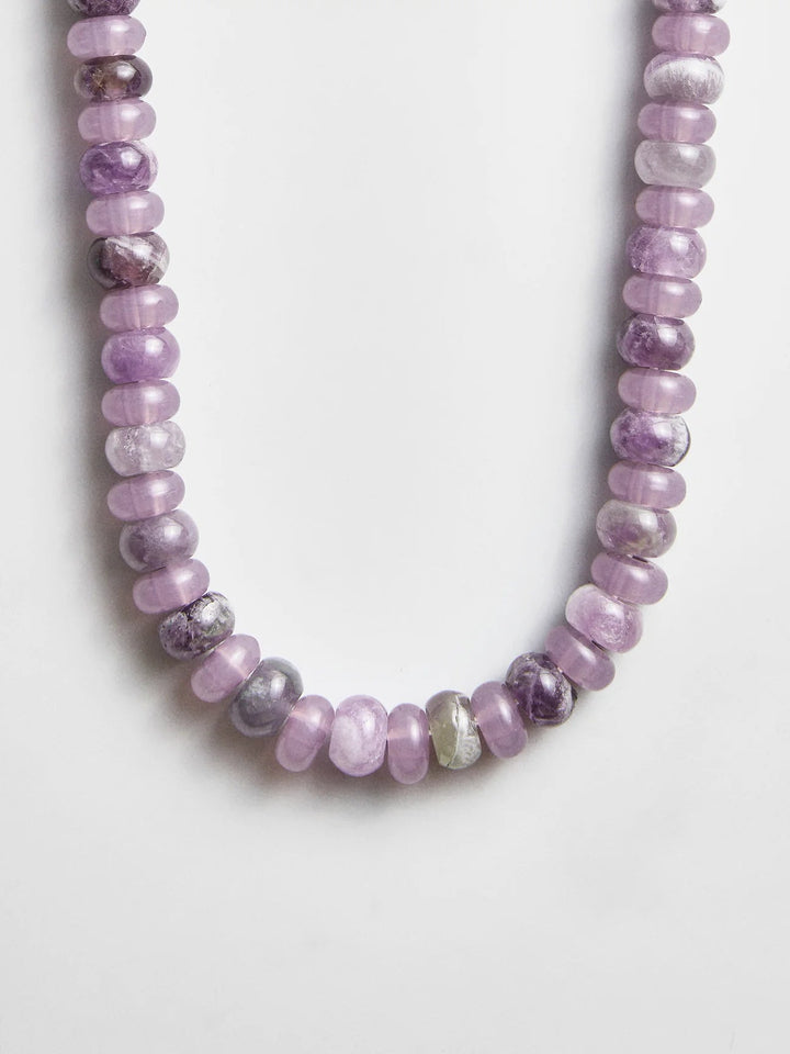 Joyce Semi-Precious Beaded Necklace in Light Amethyst - obligato