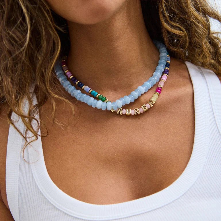 Joyce Semi Precious Necklace in Blue Lace Agate - obligato