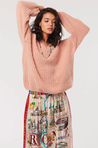 Kara Lace V - Neck Blush Sweater - obligato