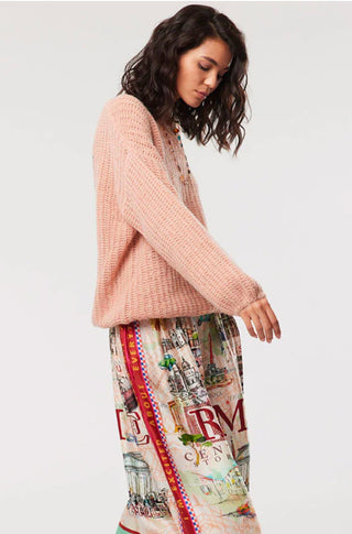 Kara Lace V - Neck Blush Sweater - obligato