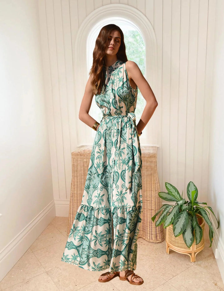 KASIA Lemnos Chemise Maxi Dress Green - obligato