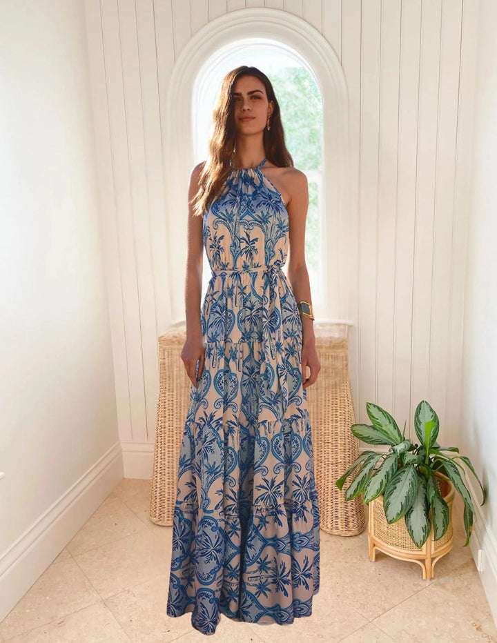 KASIA Lemnos Maxi Dress Blue - obligato