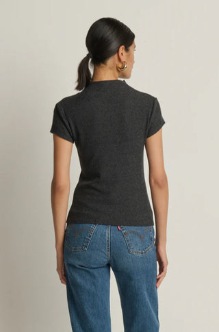 Katie Draped Top in Heather Charcoal - obligato