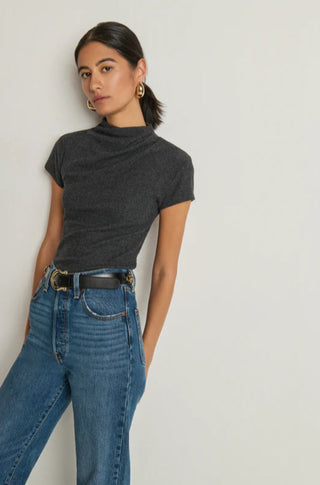 Katie Draped Top in Heather Charcoal - obligato