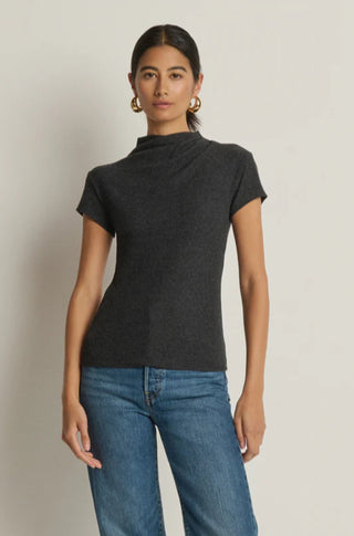 Katie Draped Top in Heather Charcoal - obligato