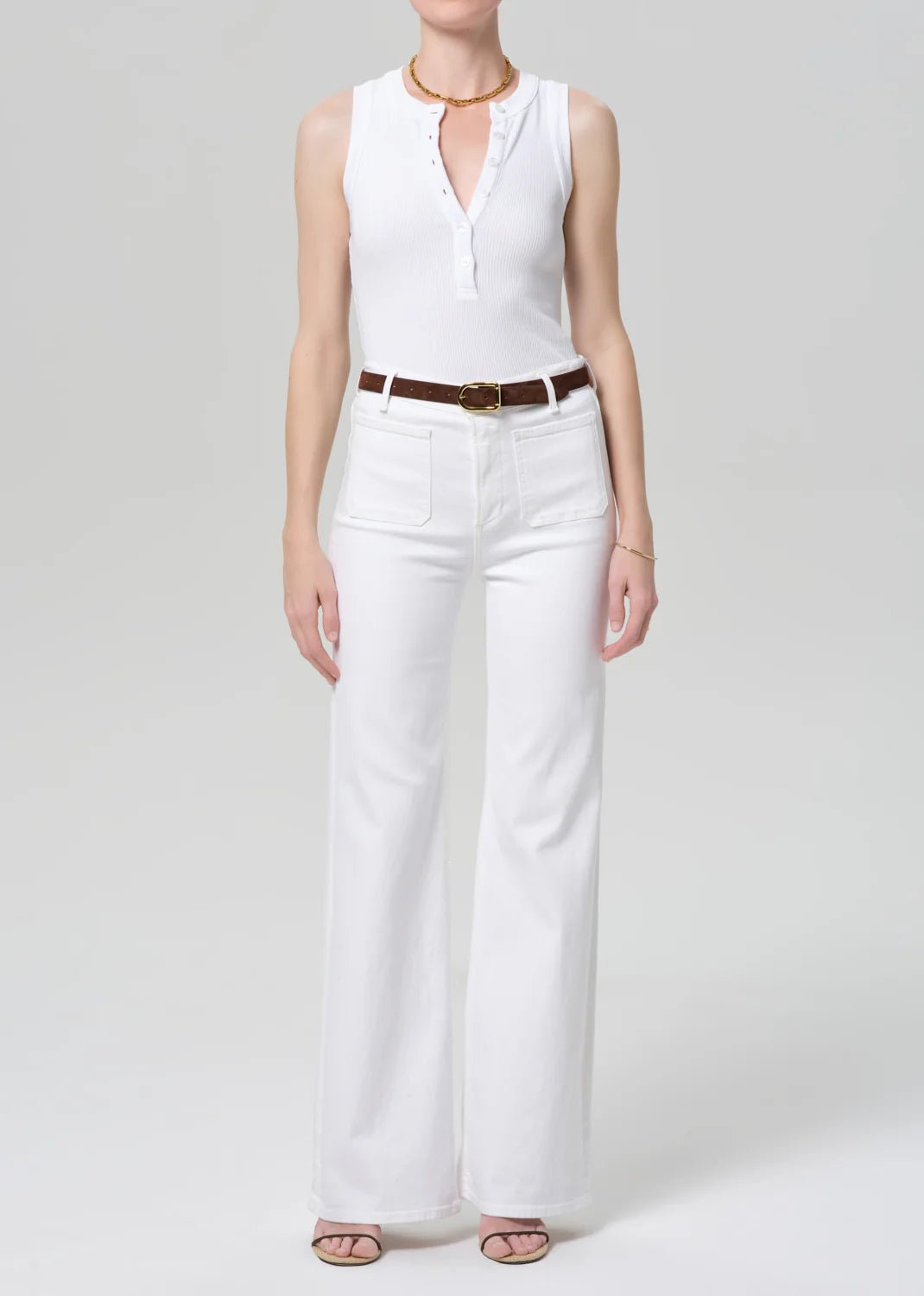 Kimberly Patch Pocket Flare in Soft White - obligato