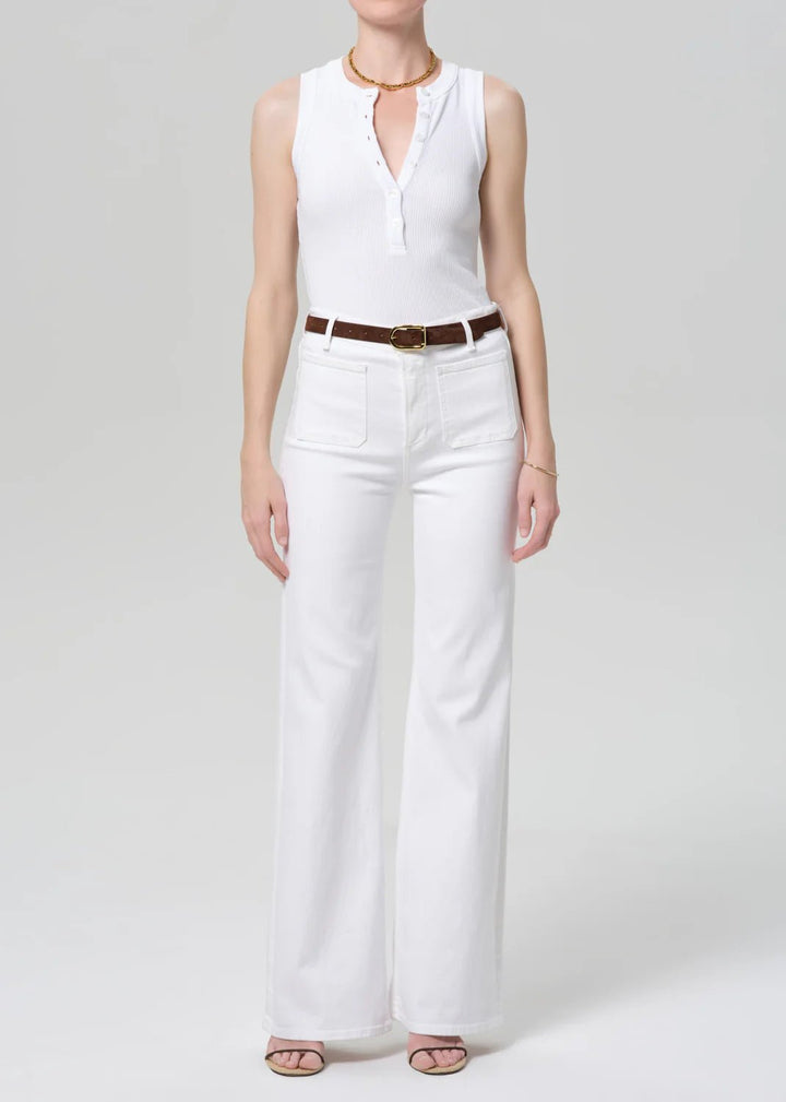 Kimberly Patch Pocket Flare in Soft White - obligato