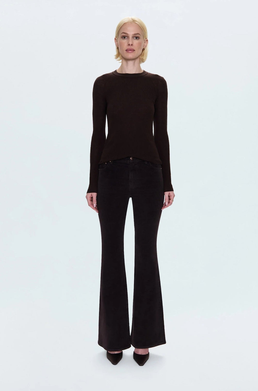 Kinsley Mid Rise Ultra Flare in Mocha - obligato