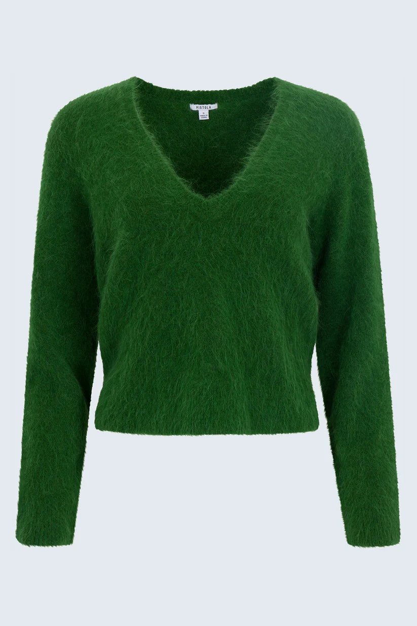 Kit V - Neck Long Sleeve Pullover Sweater - Wintergreen - obligato