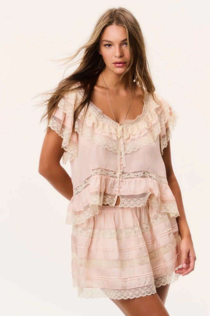 Klara Silk Lace-Trimmed Mini Skirt - obligato