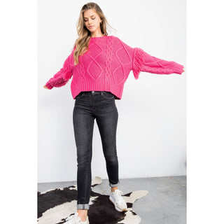 Knit Fringe Sleeve Sweater: COPPER / M - obligato