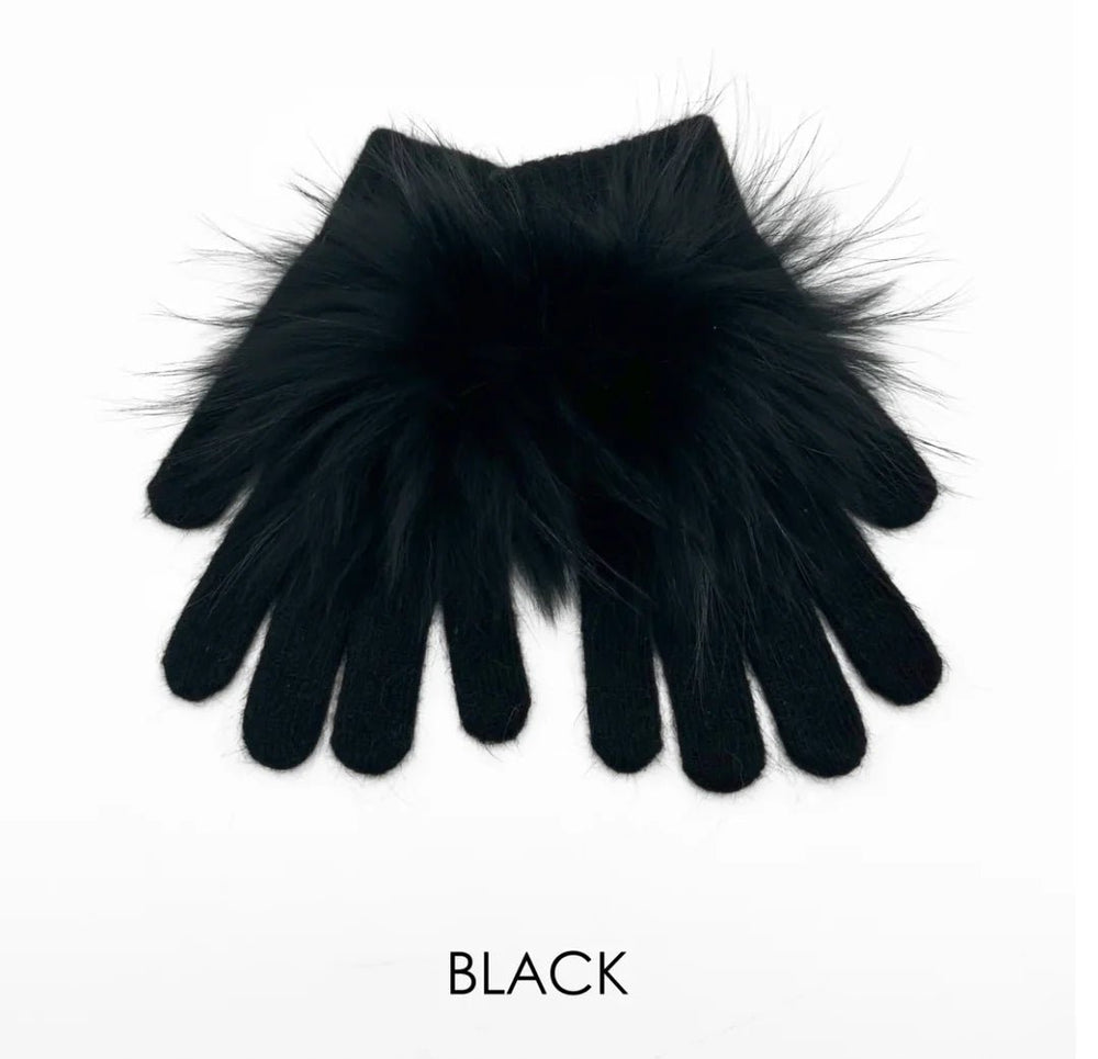 Knit Pom Glove in Black - obligato