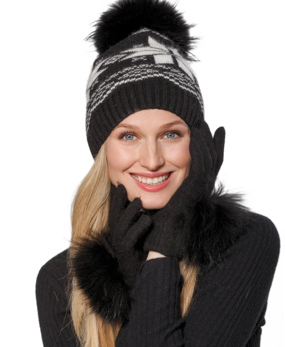 Knit Pom Glove in Black - obligato