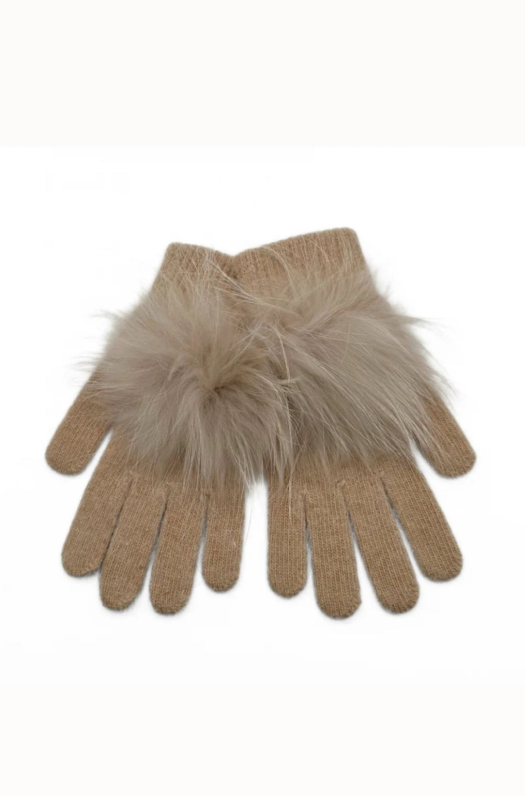 Knit Pom Glove in Tan - obligato