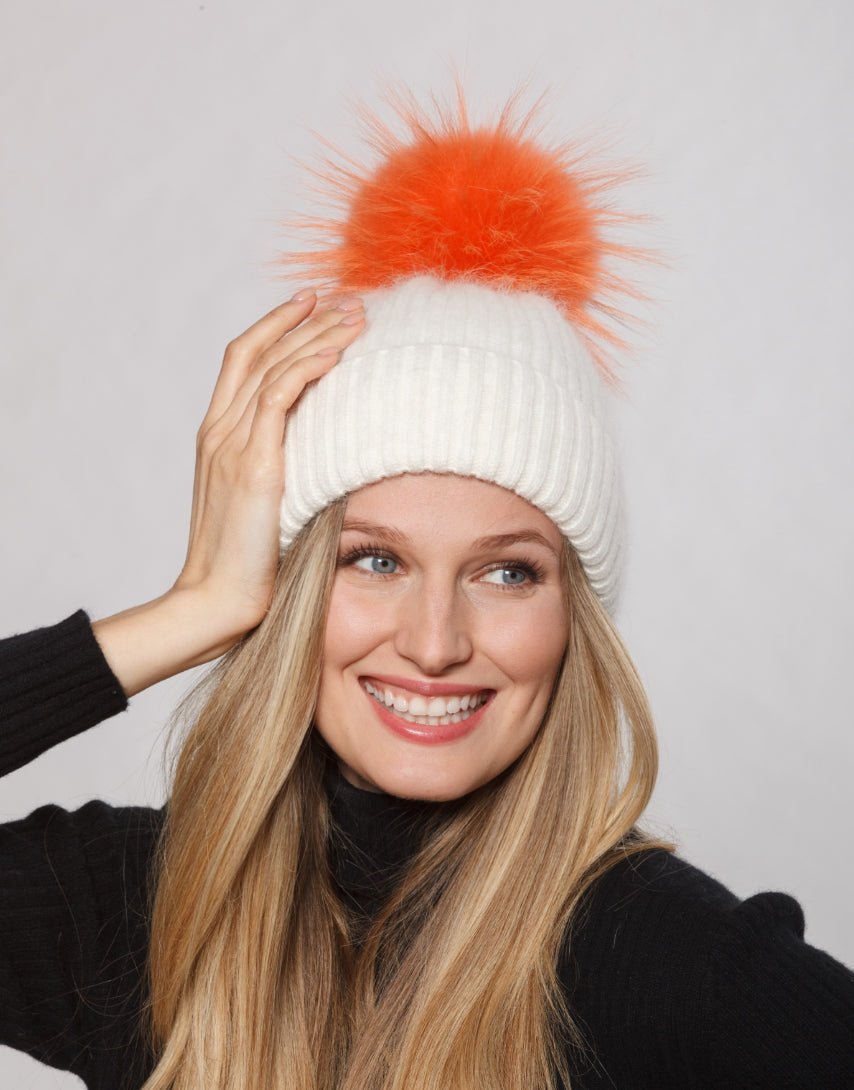 Knit Pom Hat in Apricot - obligato