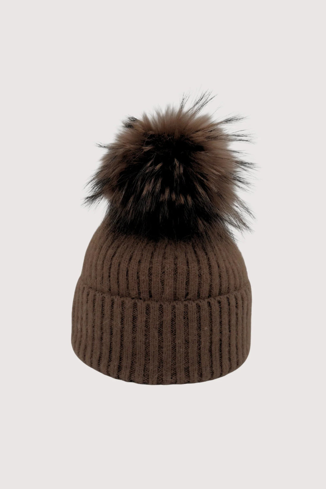 Knit Pom Hat in Brown - obligato