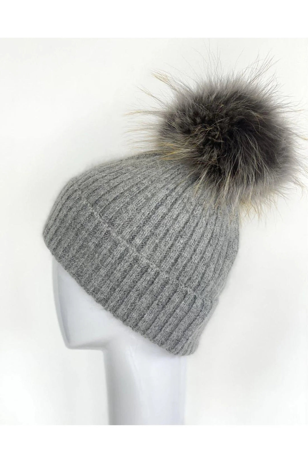Knit Pom Hat in Dove Gray - obligato