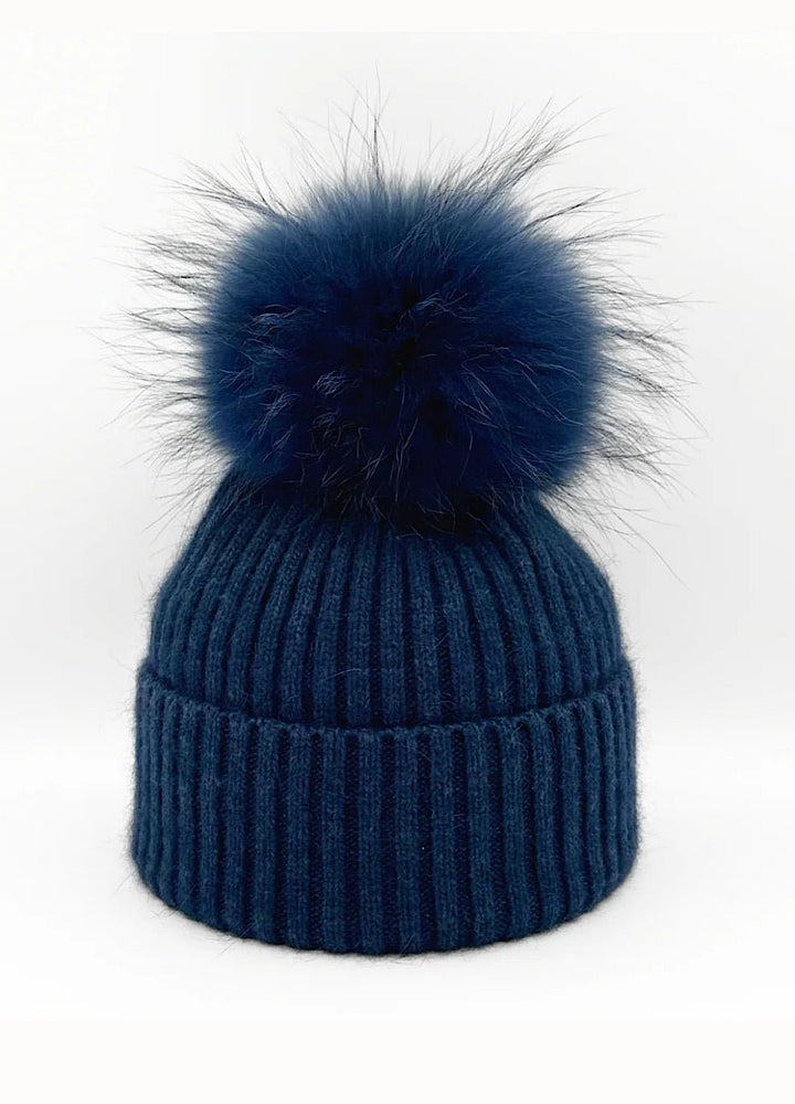 Knit Pom Hat in Navy - obligato