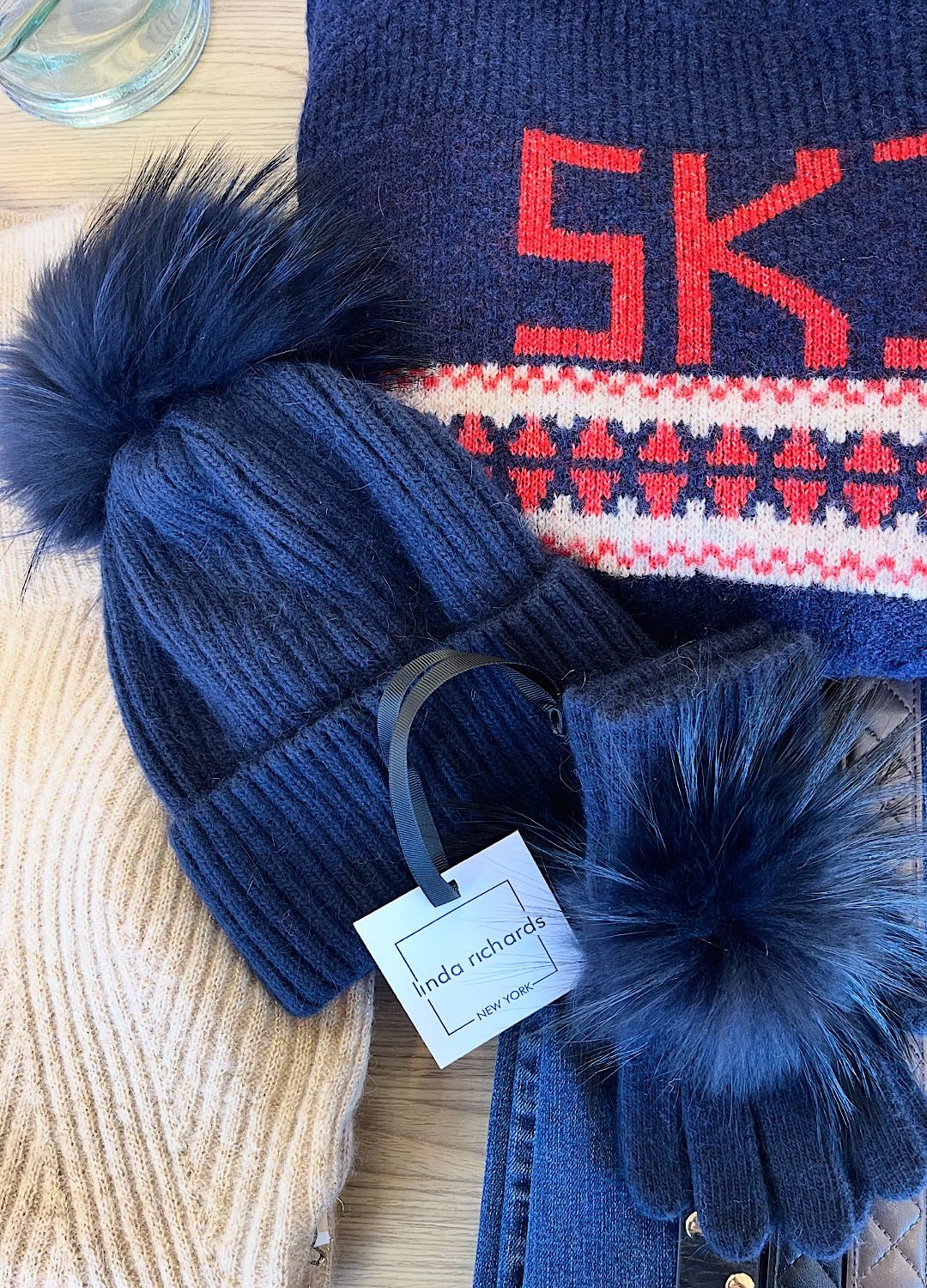 Knit Pom Hat in Navy - obligato