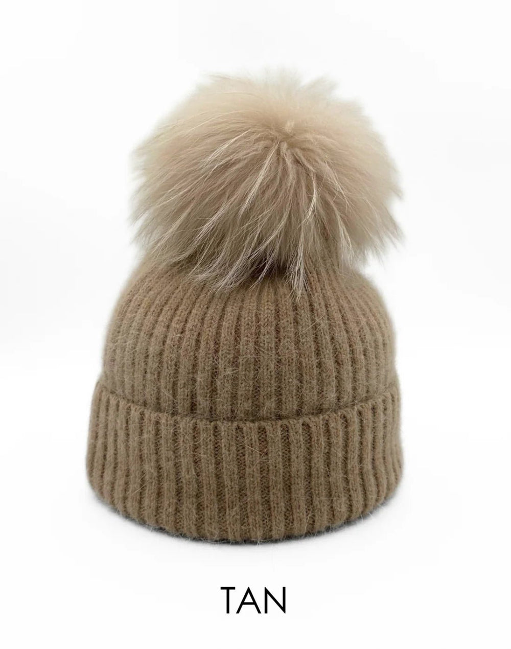 Knit Pom Hat in Tan - obligato