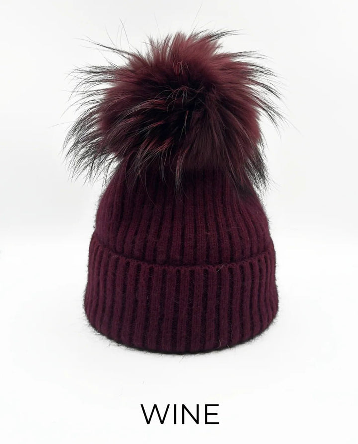 Knit Pom Hat in Wine - obligato