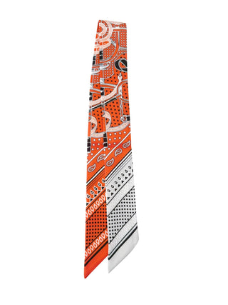 Knotted Orange and White Bandana Scarf Necklace GS80 - obligato