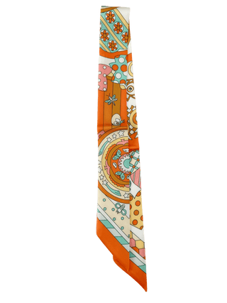 Knotted Orange and Yellow Print Scarf Necklace SS - obligato