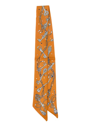 Knotted Orange Key Print Game Day Scarf Necklace GS81 - obligato