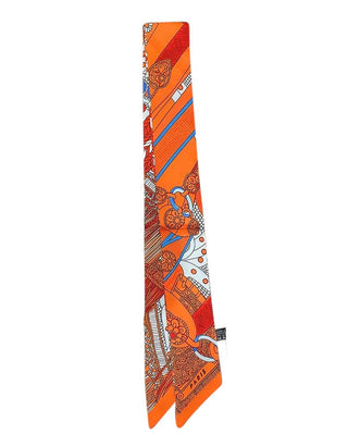 Knotted Orange Print Scarf Necklace C - obligato