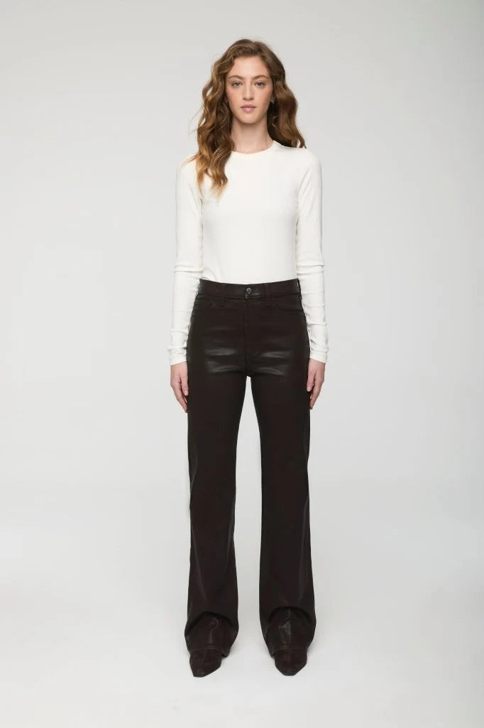 Evie High Rise Slim Boot in Coated Mocha