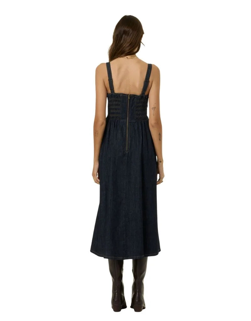 Devin Denim Dress in Dark Indigo