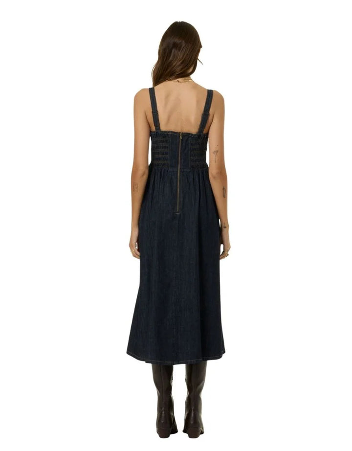 Devin Denim Dress in Dark Indigo