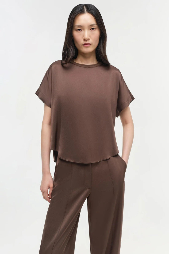 Kyra Wide Leg Pant in Cocoa - obligato