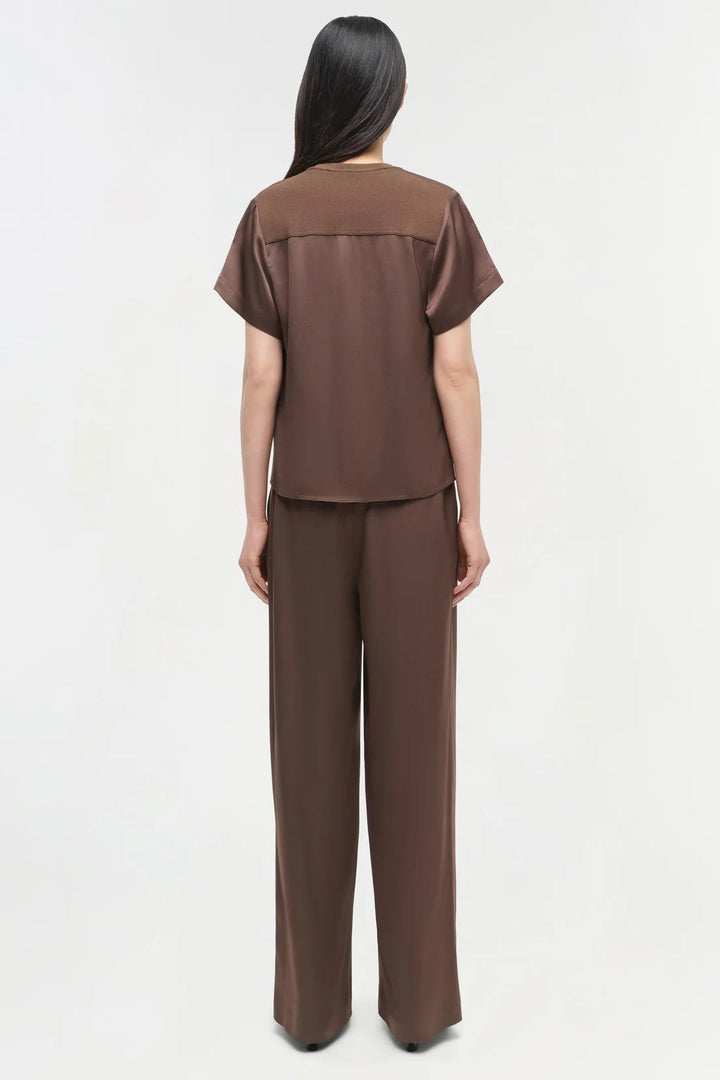Kyra Wide Leg Pant in Cocoa - obligato