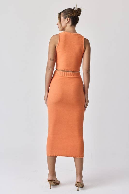 Lara Top And Maxi Skirt Set in Orange - obligato