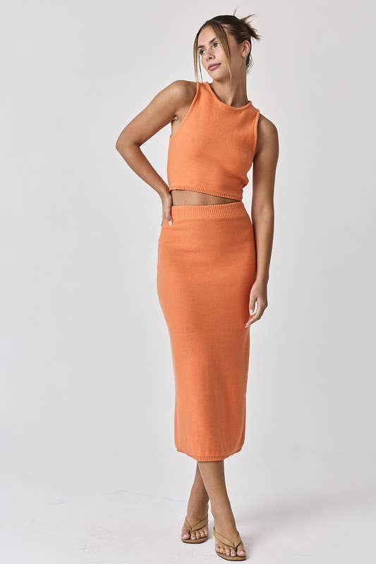 Lara Top And Maxi Skirt Set in Orange - obligato