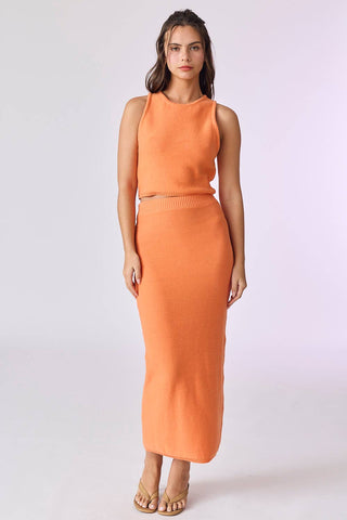 Lara Top And Maxi Skirt Set in Orange - obligato