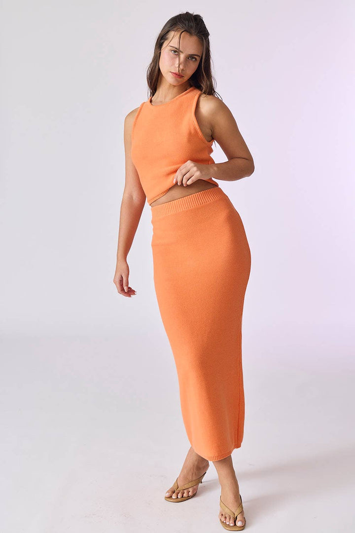 Lara Top And Maxi Skirt Set in Orange - obligato