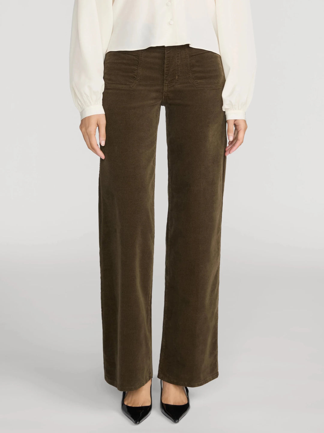 Le Slim Palazzo Modernist Pocket Corduroy in Rich Military - obligato