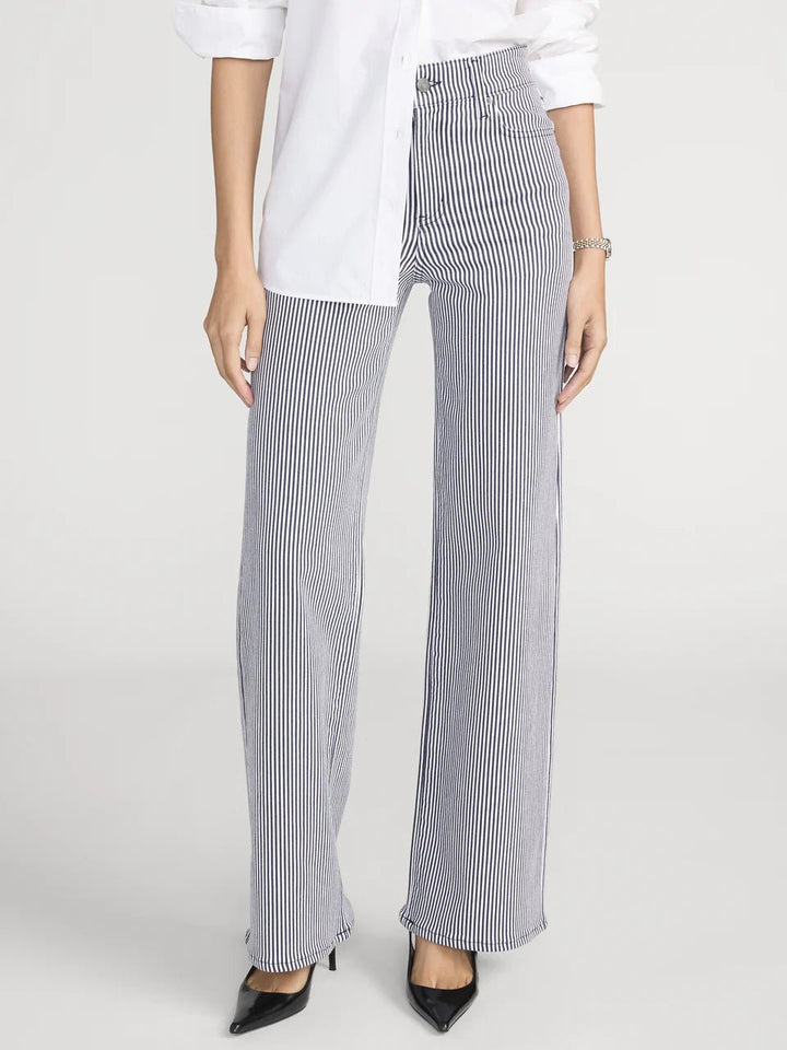 Le Slim Palazzo Pant in Navy Stripe - obligato
