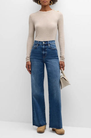 Le Slim Palazzo Raw Fray in Mermaid - obligato