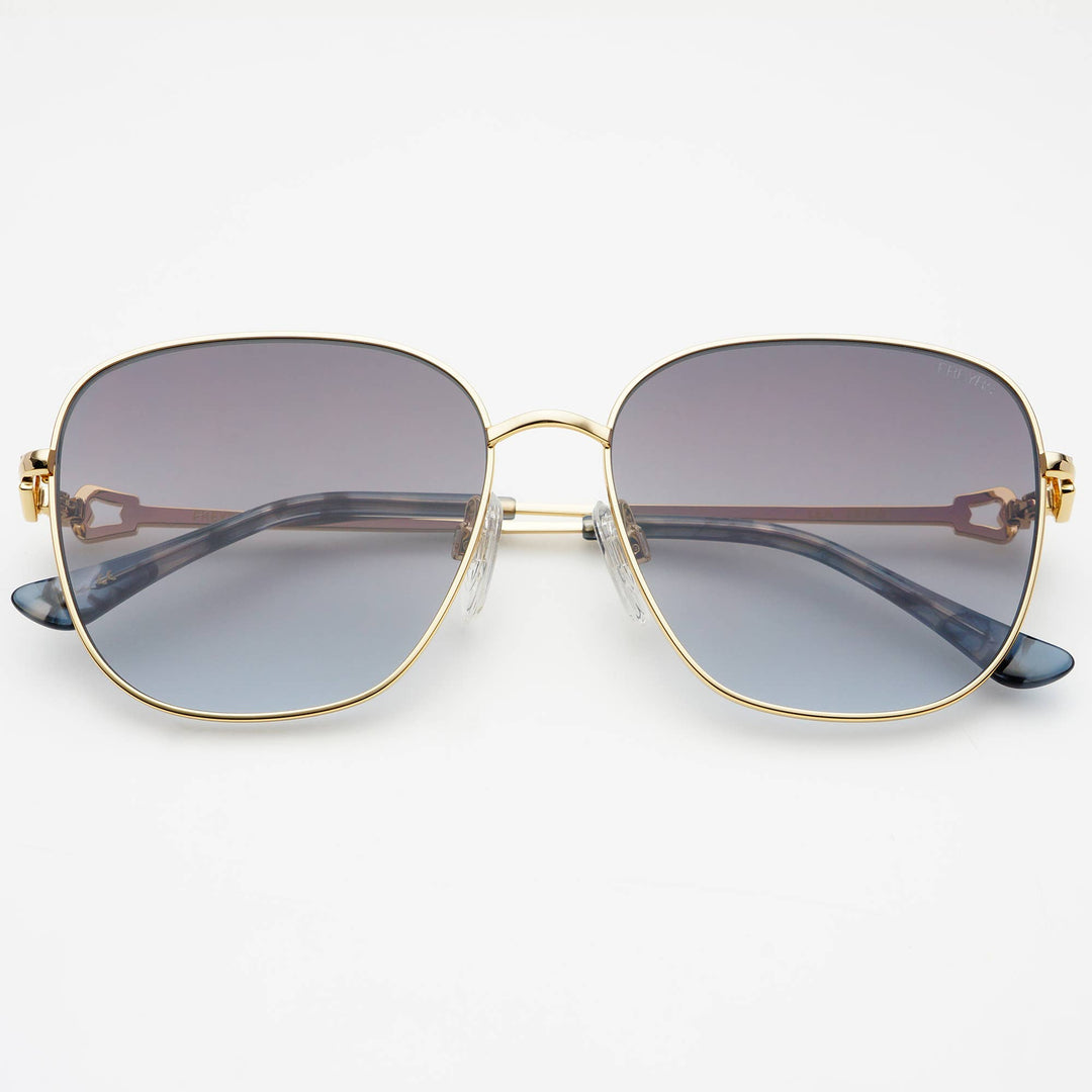 Lea Womens Round Sunglasses : Gold / Gradient Gray - obligato