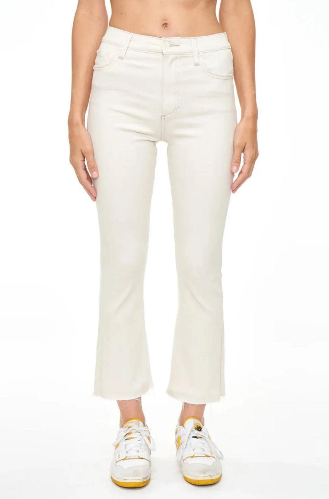 Lennon High Rise Boot Cut Jean in Sandstone - obligato