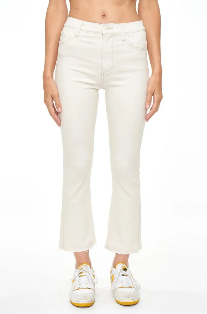 Lennon High Rise Boot Cut Jean in Sandstone - obligato