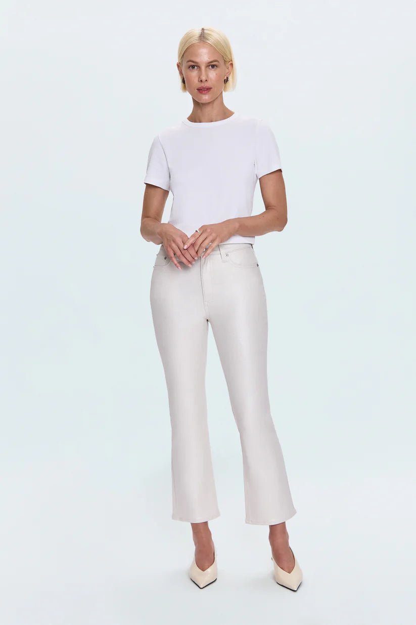 Lennon High Rise Crop Boot Pant - Ivory Luster - obligato