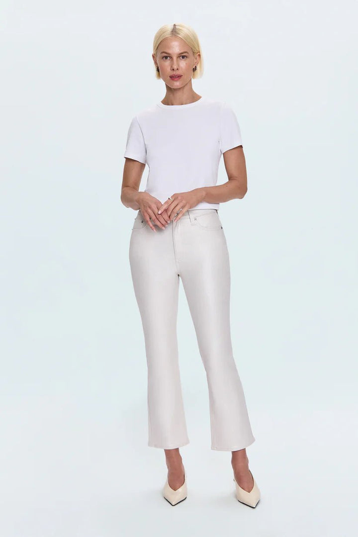 Lennon High Rise Crop Boot Pant - Ivory Luster - obligato