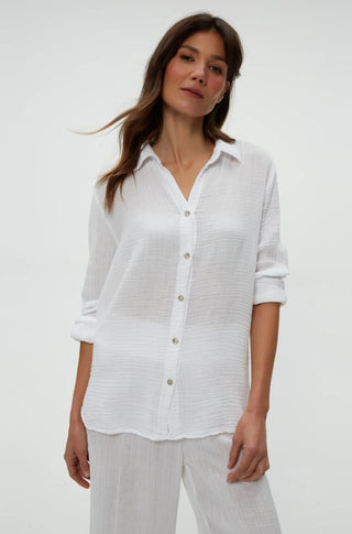 Leo Button Down Shirt in White - obligato